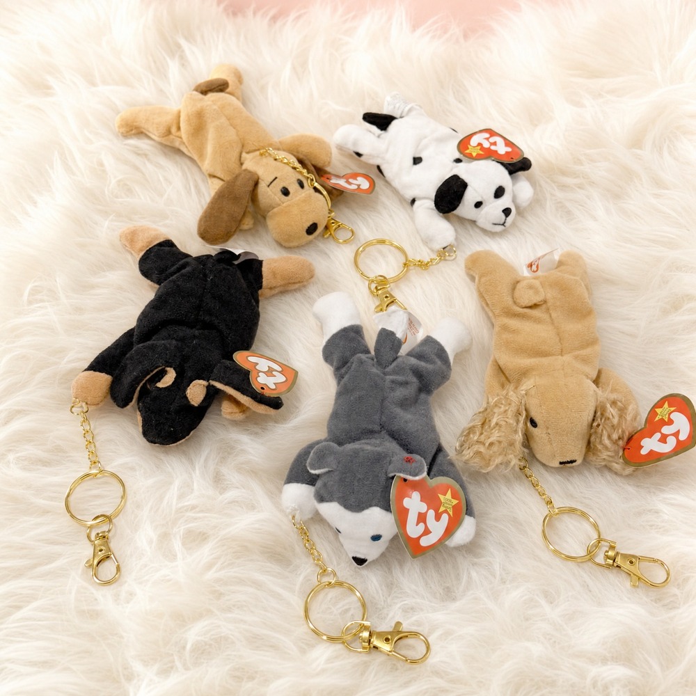 Teenie Beanie Baby Dotty The Dalmatian Bag Charm Upcycled Vintage 90s Keychain - Picture 2 of 6
